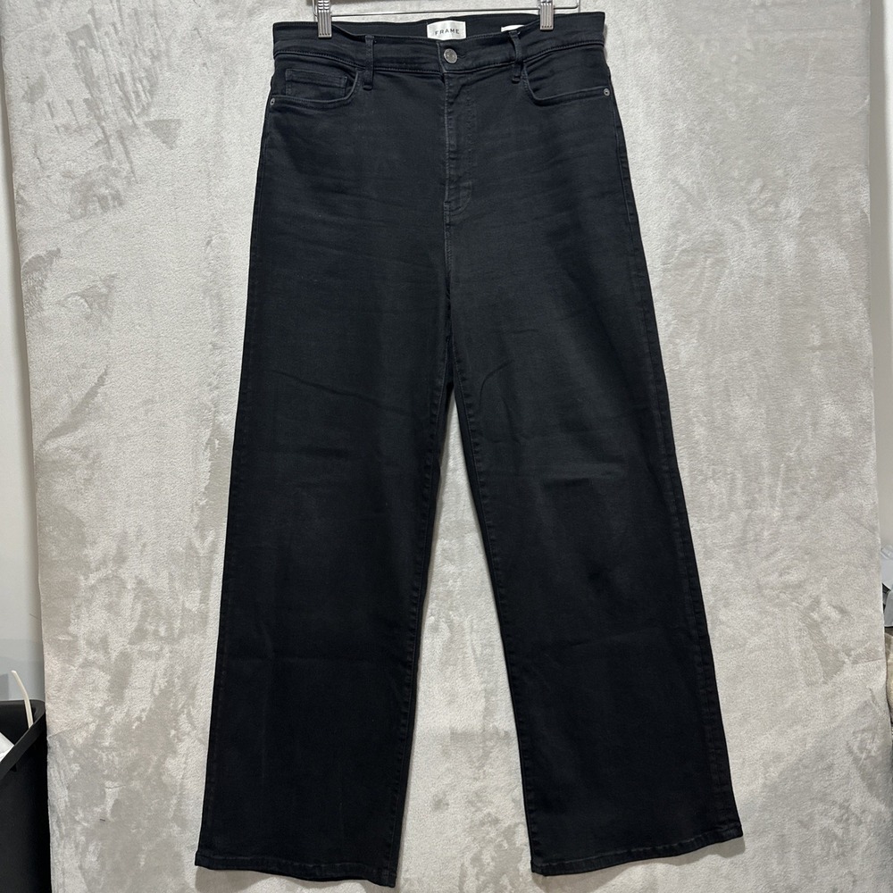 Frame Denim Le Slim Palazzo Black Wide Leg Flare Jeans